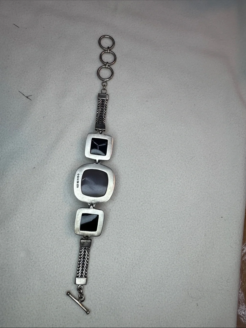 Sterling silver black agates and  Druzy Bracelet